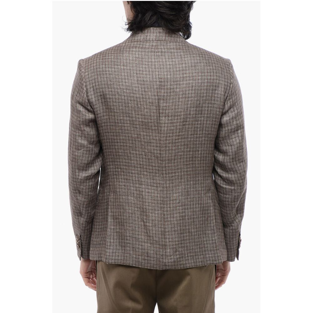 Nino Danieli Gun Club Check Single Breasted Linen Blazer - Image 2