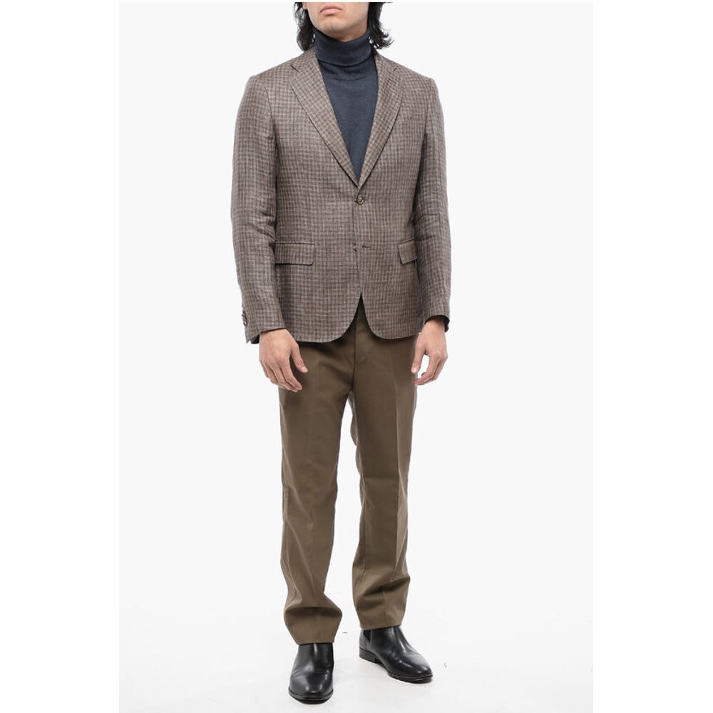 Nino Danieli Gun Club Check Single Breasted Linen Blazer - Image 4