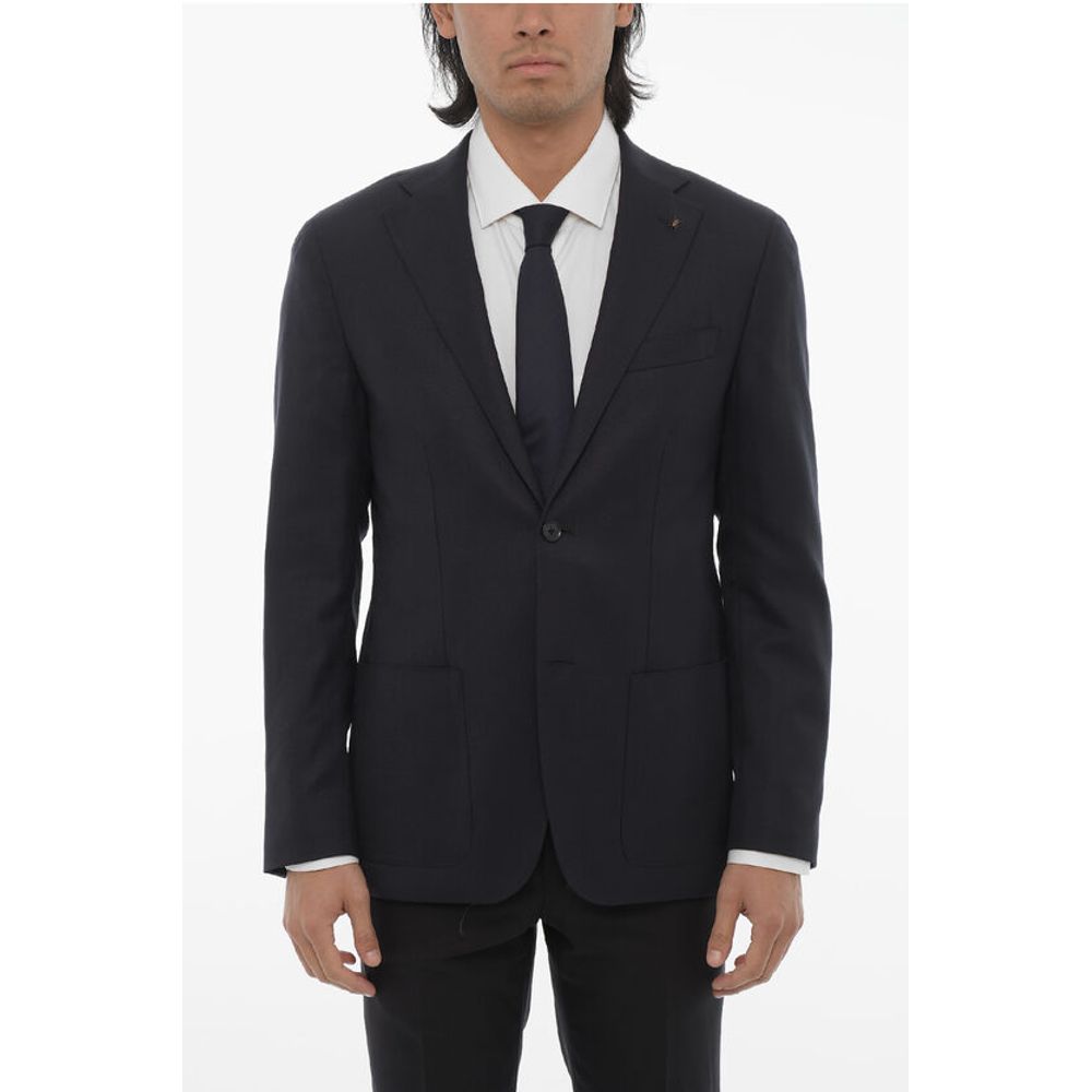 Corneliani CC COLLECTION Virgin Wool Half-Lined 2-Buttons Blazer with P