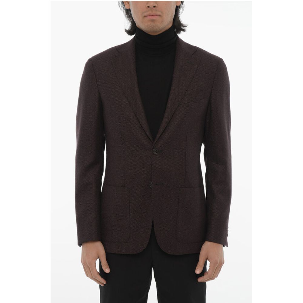 Corneliani CC COLLECTION Virgin Wool Blazer with Diamond Check Motif