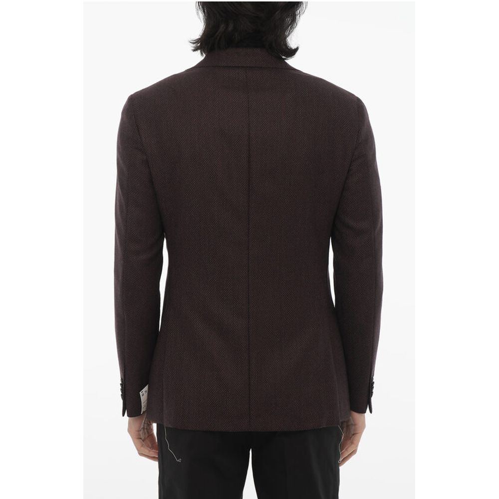 Corneliani CC COLLECTION Virgin Wool Blazer with Diamond Check Motif - Image 2