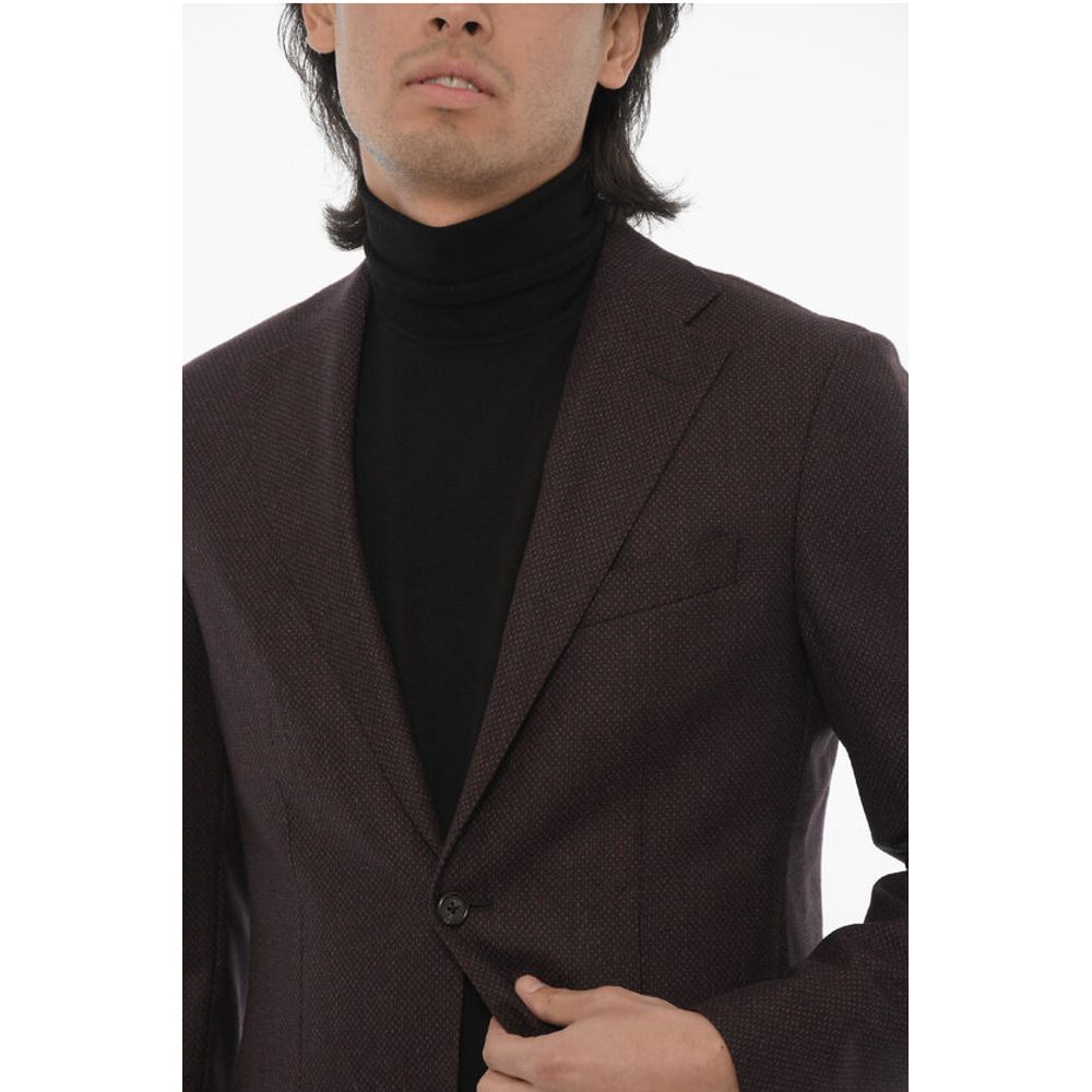 Corneliani CC COLLECTION Virgin Wool Blazer with Diamond Check Motif - Image 3