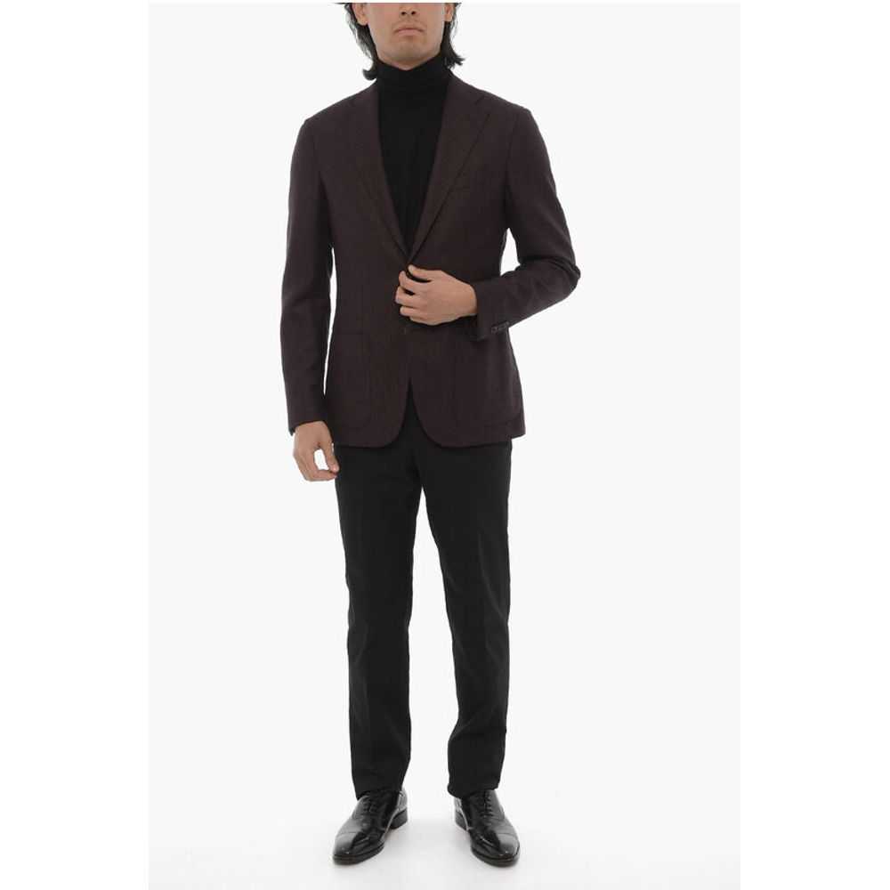 Corneliani CC COLLECTION Virgin Wool Blazer with Diamond Check Motif - Image 4