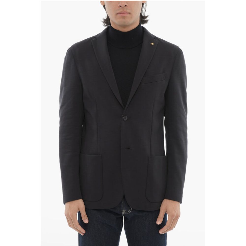 Corneliani CC COLLECTION Virgin Wool Blend Unlined Blazer with Side Ven