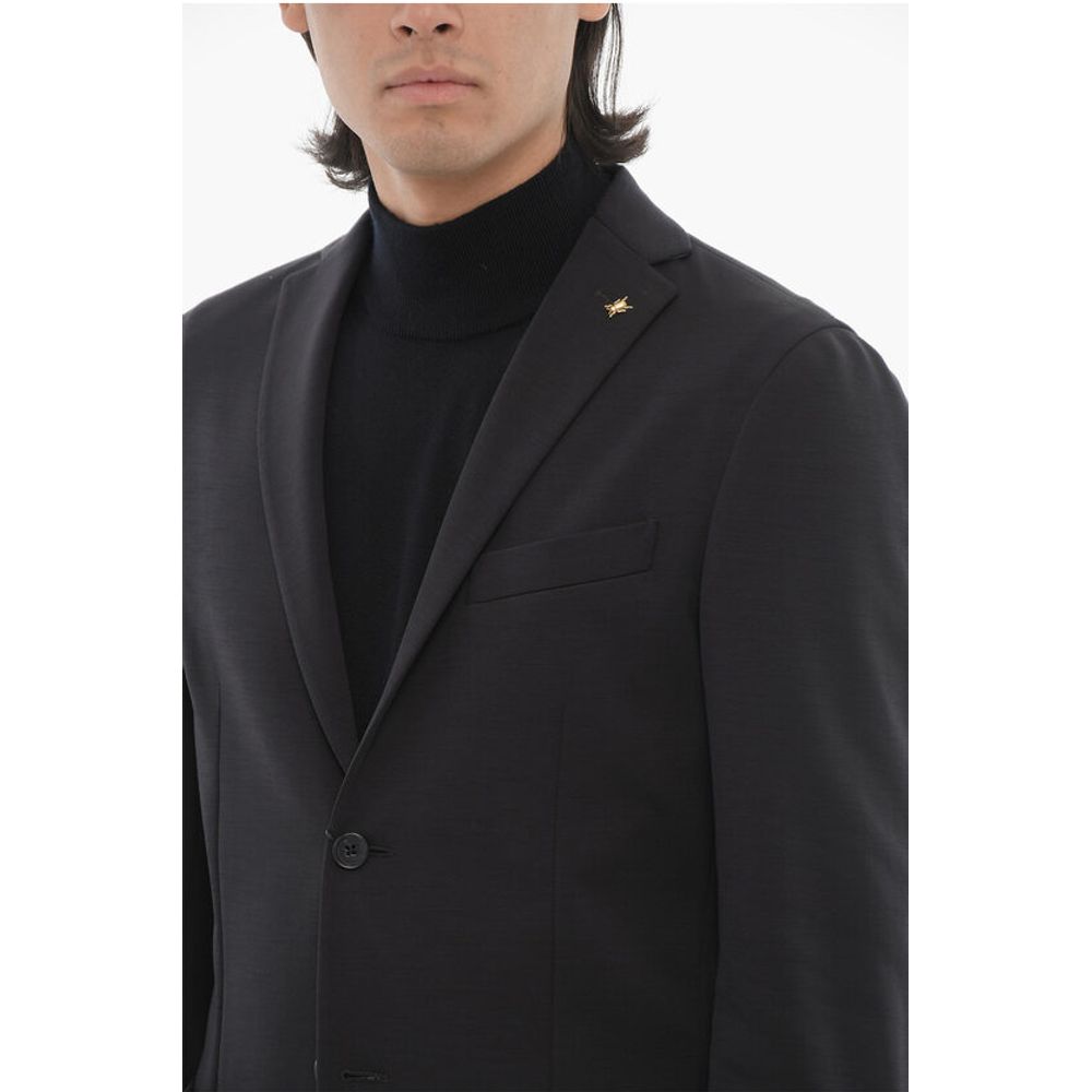 Corneliani CC COLLECTION Virgin Wool Blend Unlined Blazer with Side Ven - Image 3