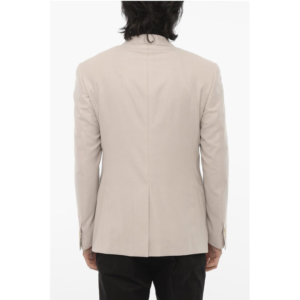 Corneliani Virgin Wool and Silk 1-Button Blazer With Peak Lapel - Image 2