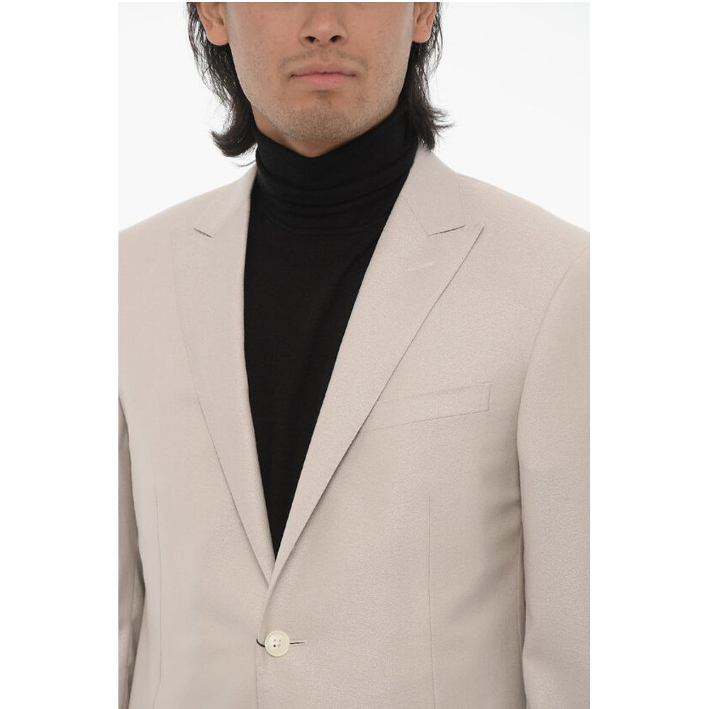 Corneliani Virgin Wool and Silk 1-Button Blazer With Peak Lapel - Image 3