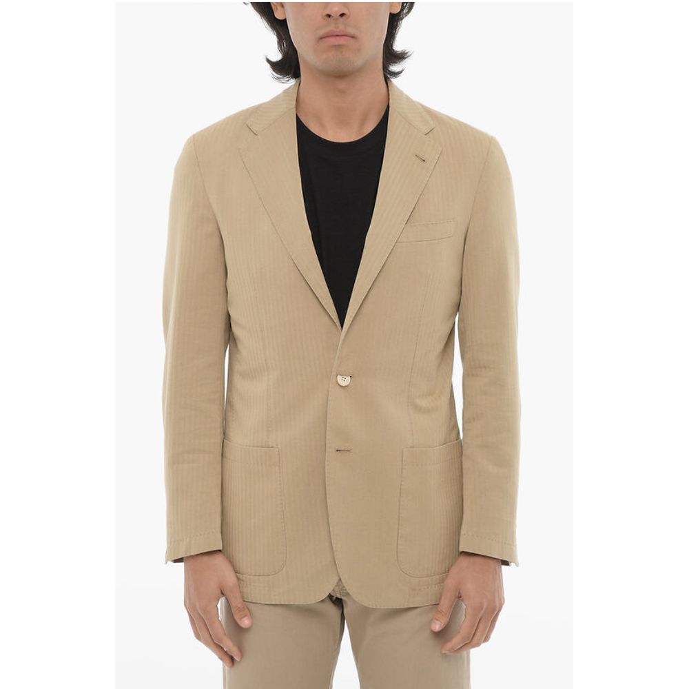 Corneliani ID Herringbone Cotton And Silk Unlined Blazer