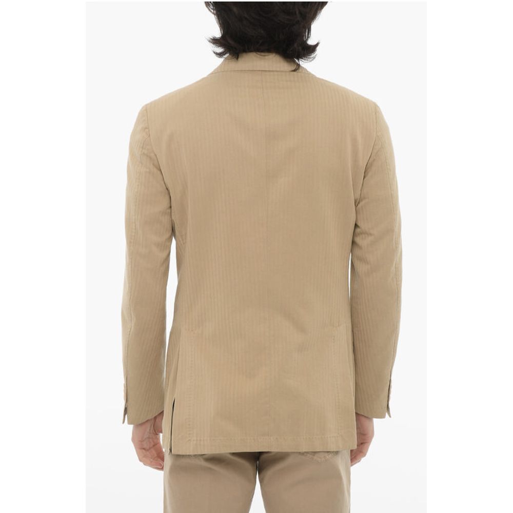 Corneliani ID Herringbone Cotton And Silk Unlined Blazer - Image 2