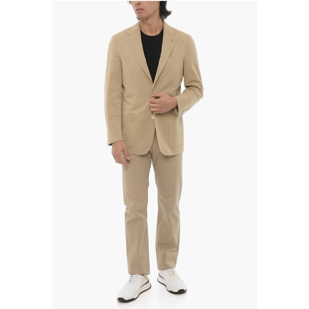 Corneliani ID Herringbone Cotton And Silk Unlined Blazer - Image 4