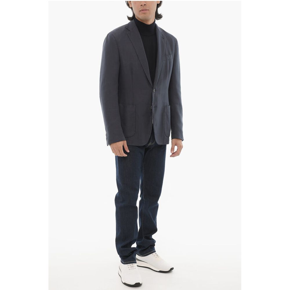 Corneliani CC COLLECTION Unlined Two-Buttons Blazer with Patch Pockets - Image 4