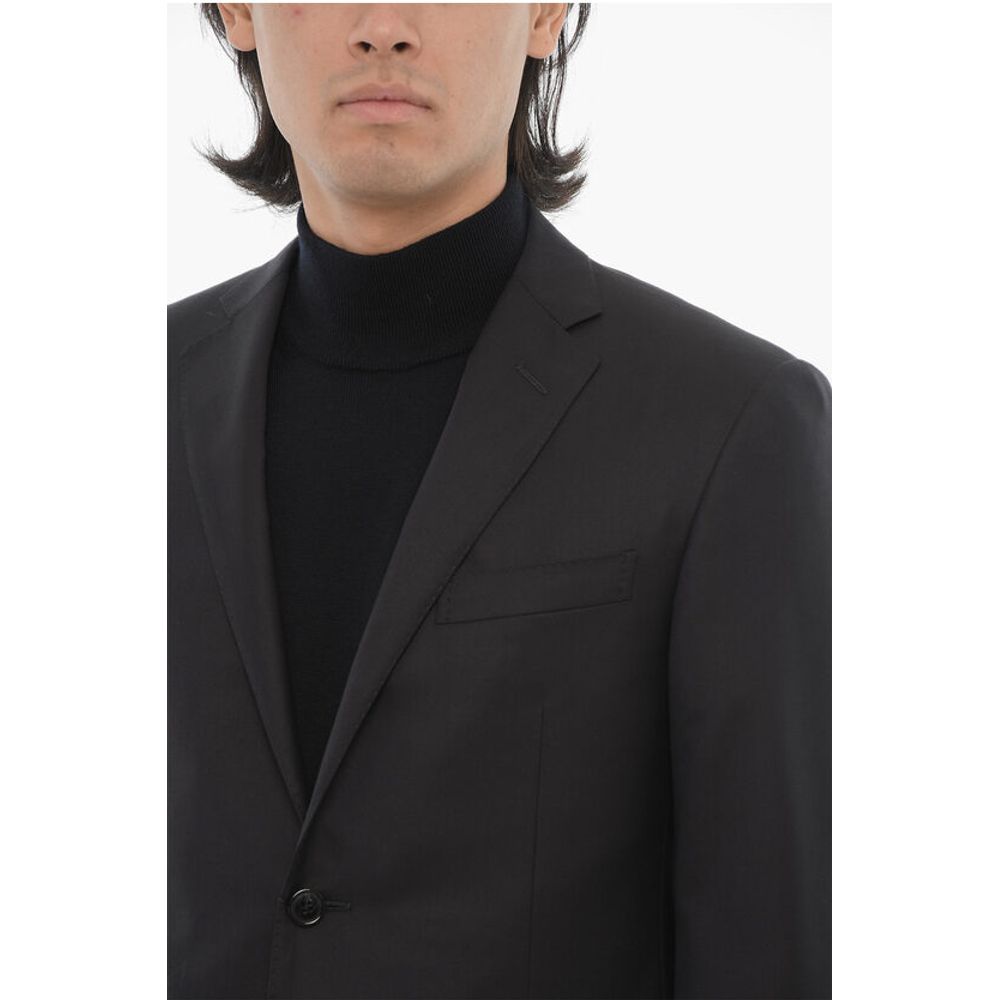 Corneliani Virgin Wool Side Vents Notch Lapel 2-Button Blazer - Image 3
