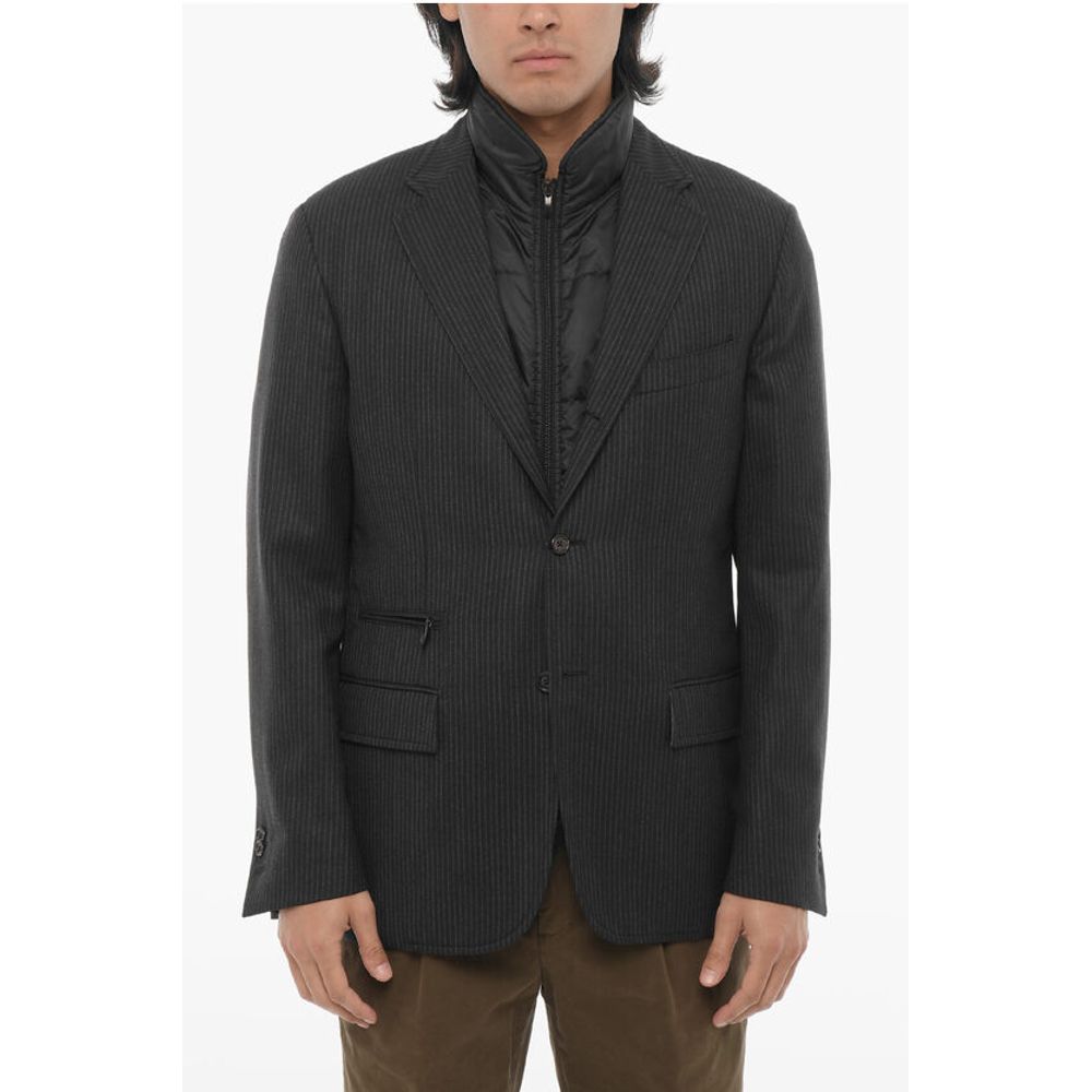 Corneliani CC COLLECTION Striped Virgin Wool Blazer with Detachable Inn