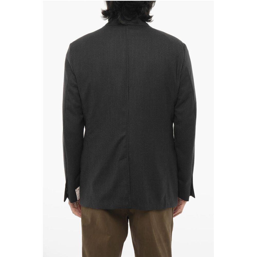 Corneliani CC COLLECTION Striped Virgin Wool Blazer with Detachable Inn - Image 2