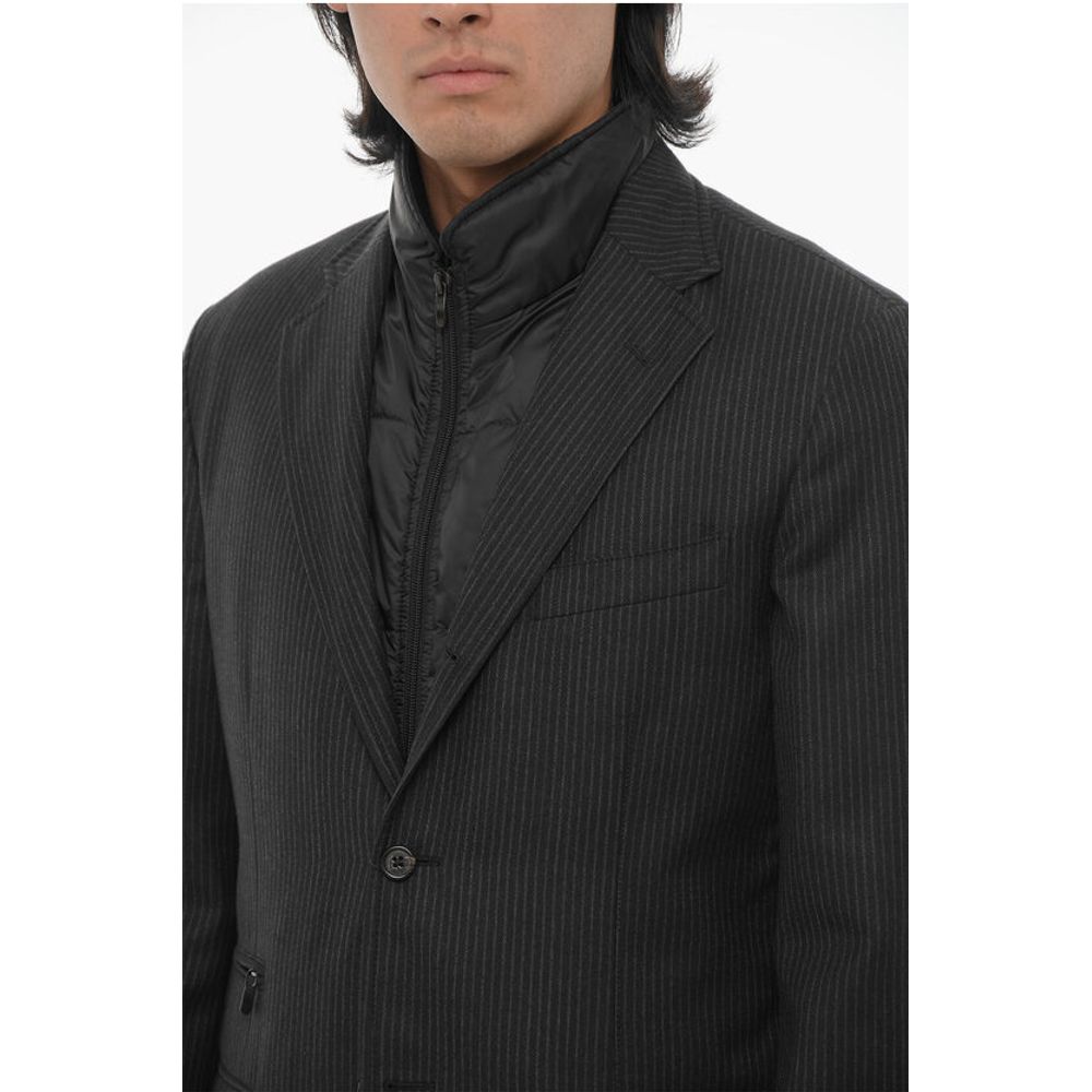 Corneliani CC COLLECTION Striped Virgin Wool Blazer with Detachable Inn - Image 3