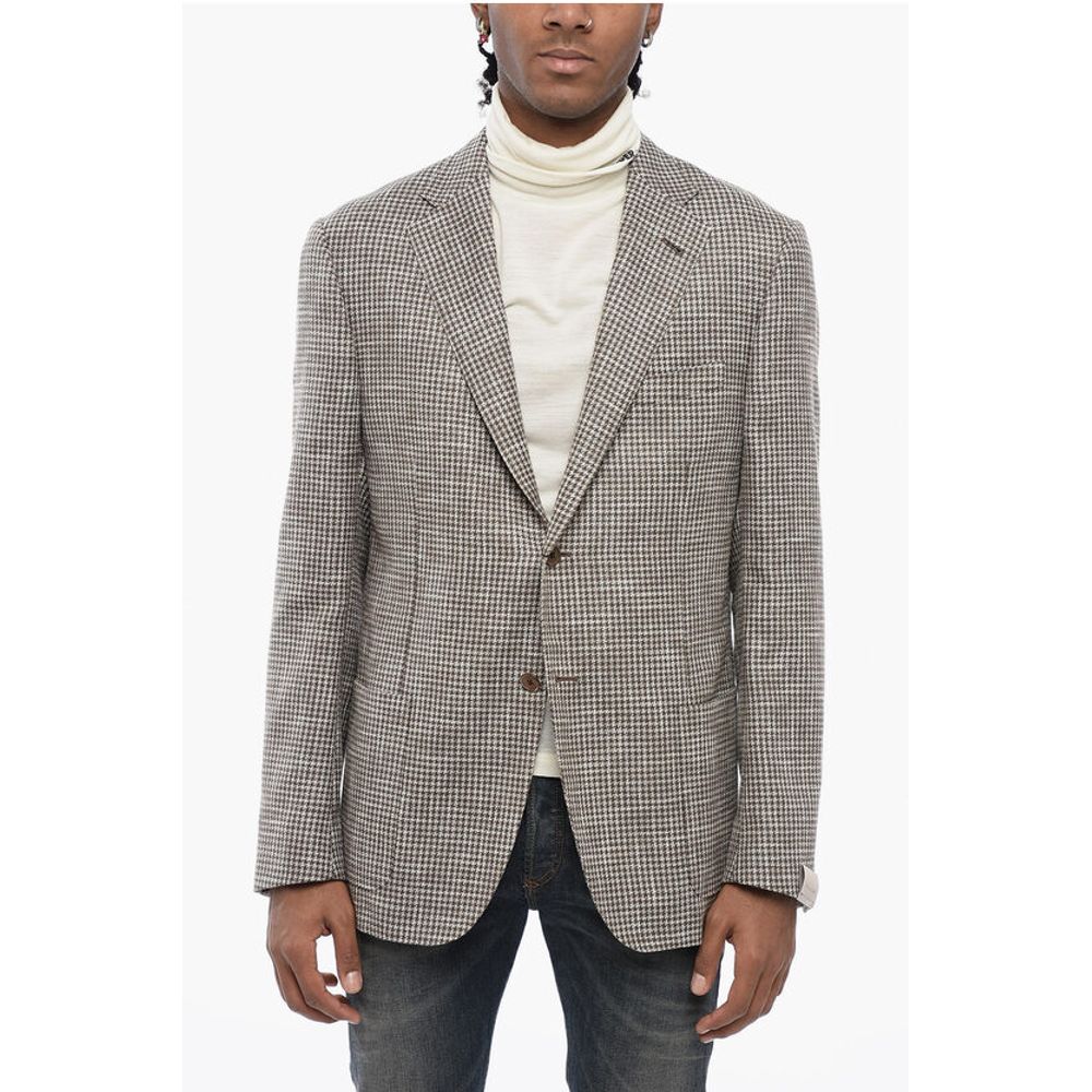 Corneliani Houndstooth Patterned GATE Silk Blend Blazer