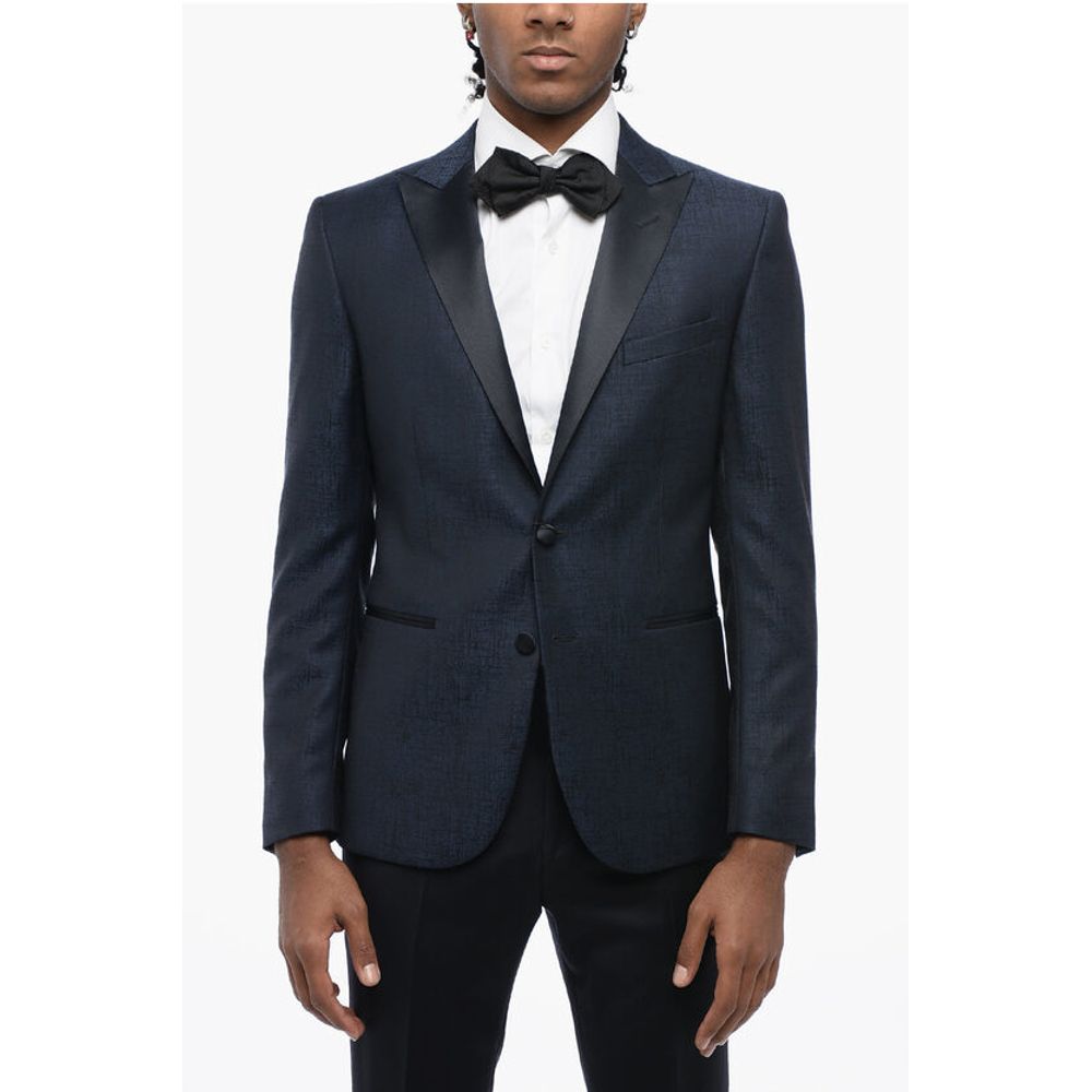 Corneliani CC COLLECTION Jacquard RESET CERIM. Blazer with Satin Peak L