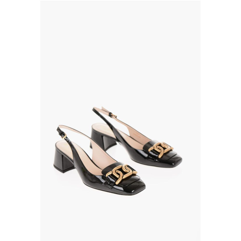Tod's Patent Leather Slingback Pumps with Golden Effect Horsebite