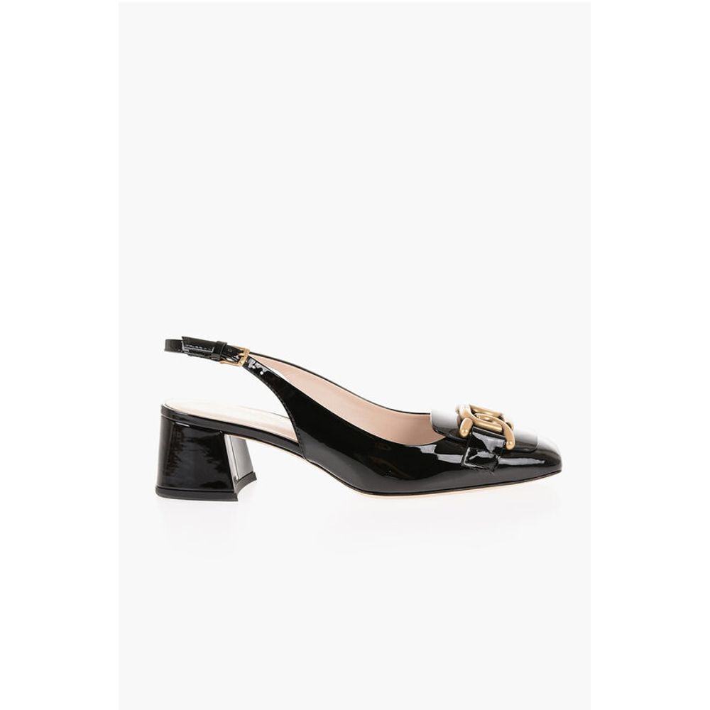 Tod's Patent Leather Slingback Pumps with Golden Effect Horsebite - Image 3