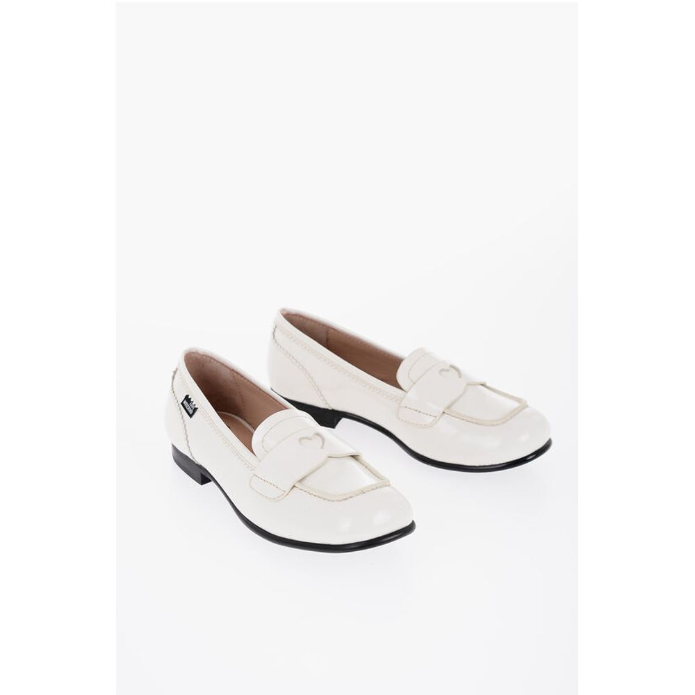 Moschino LOVE Patent Leather COLLEGE Penny Loafers with Round Toe