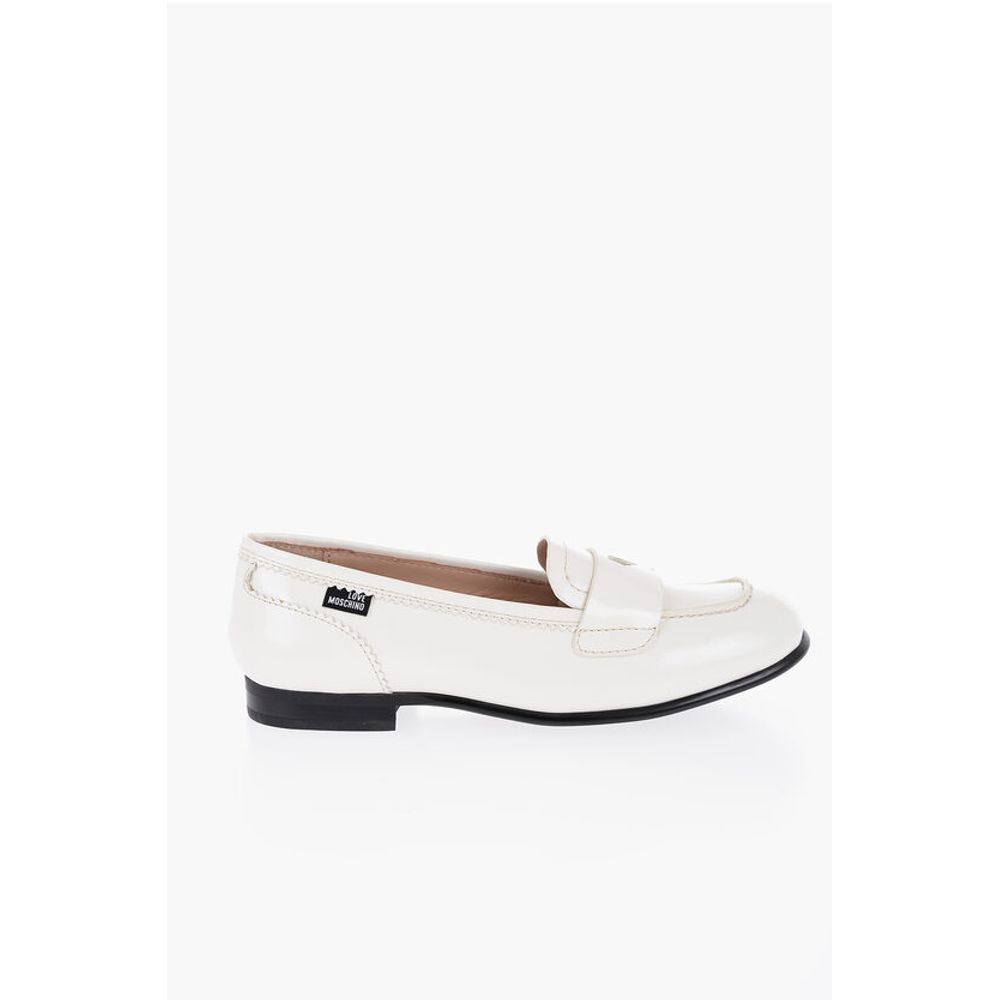 Moschino LOVE Patent Leather COLLEGE Penny Loafers with Round Toe - Image 3