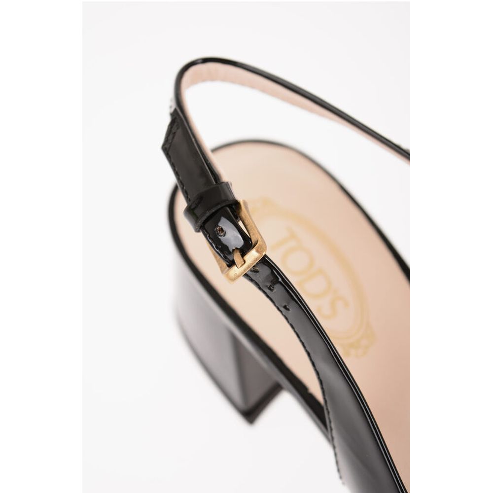 Tod's Patent Leather Slingback Pumps with Golden Effect Horsebite - Image 5
