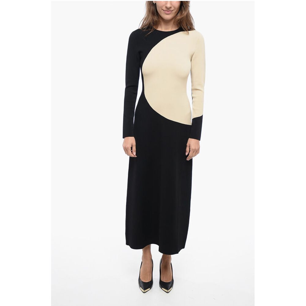 Tory Burch Stretchy Knitted Dress with Colorblock Desing