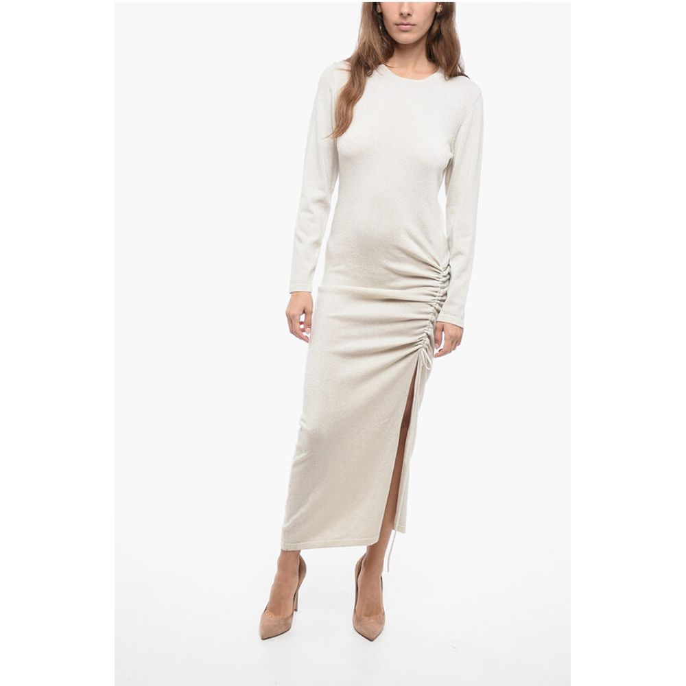 Parosh Stretchy Lurex Knitted Dress with Draw-String