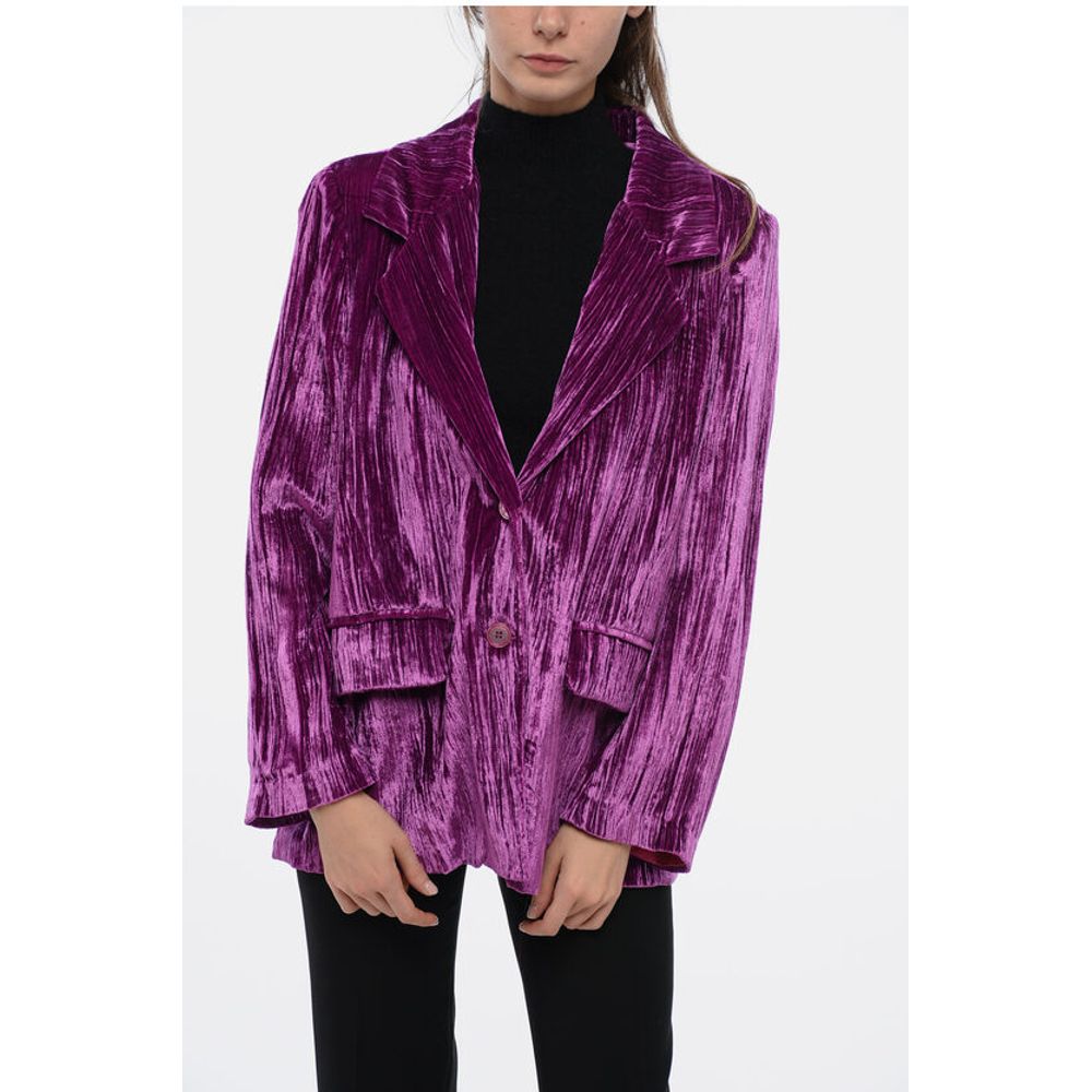 Sleep no More Curly Velvet Loose-Fit Blazer with Paded Shoulder