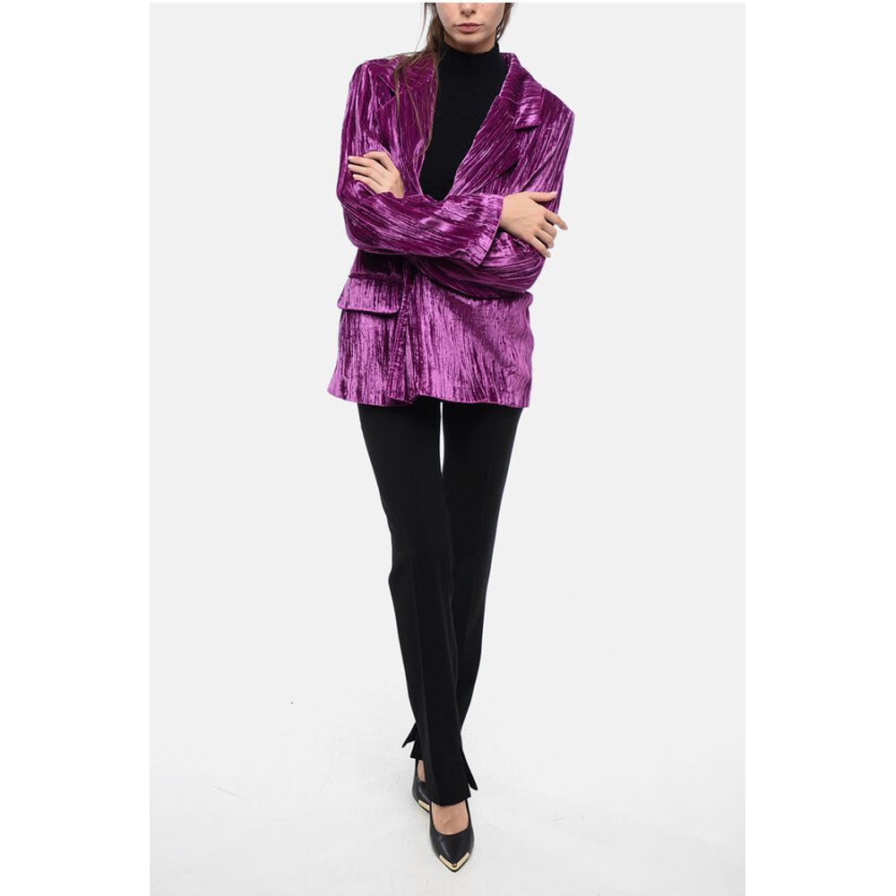 Sleep no More Curly Velvet Loose-Fit Blazer with Paded Shoulder - Image 4