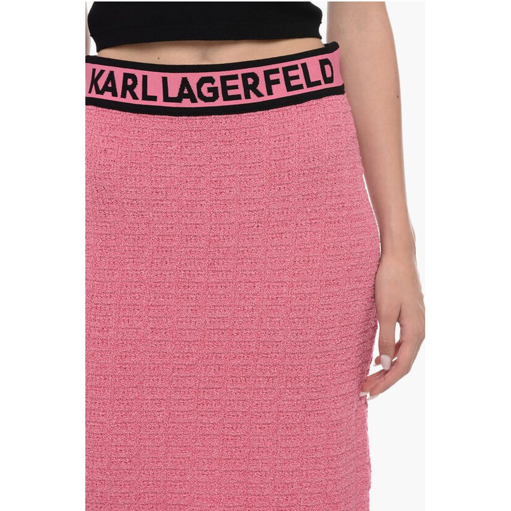 Karl Lagerfeld Bouclè Fabric Pencil Skirt with Logoed Elastic Band - Image 3