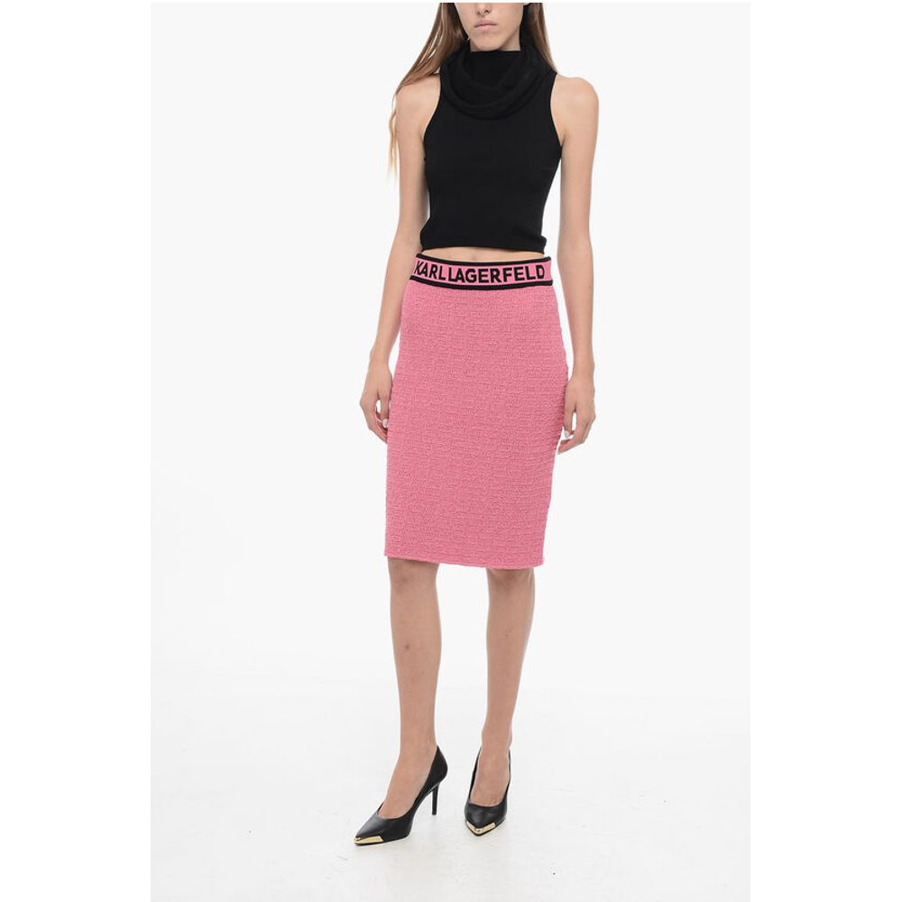 Karl Lagerfeld Bouclè Fabric Pencil Skirt with Logoed Elastic Band - Image 4