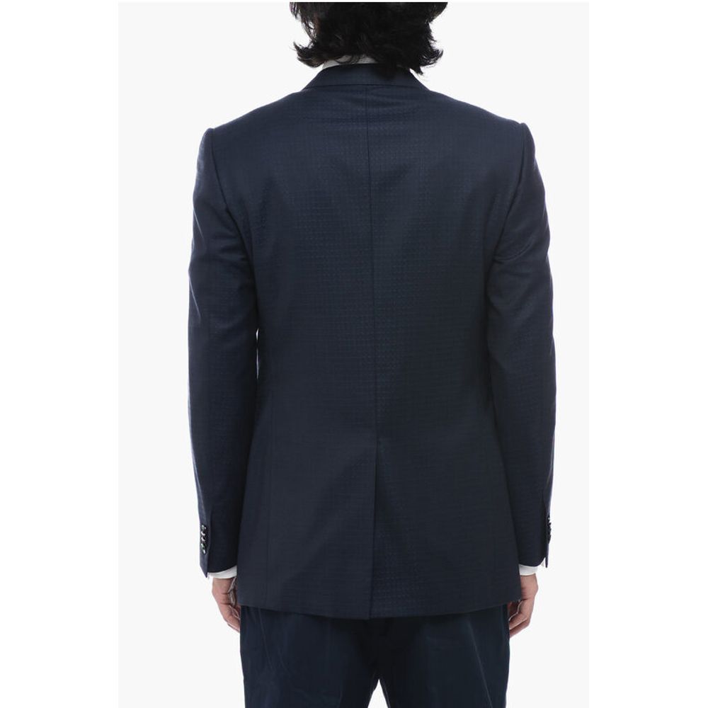 Corneliani Wool and Silk-blended ACADEMY Blazer with Peak Lapel - Image 2