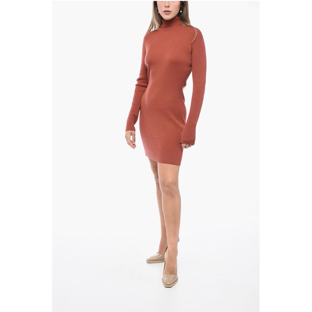 Dsquared² Turtleneck Ribbed Wool Minidress