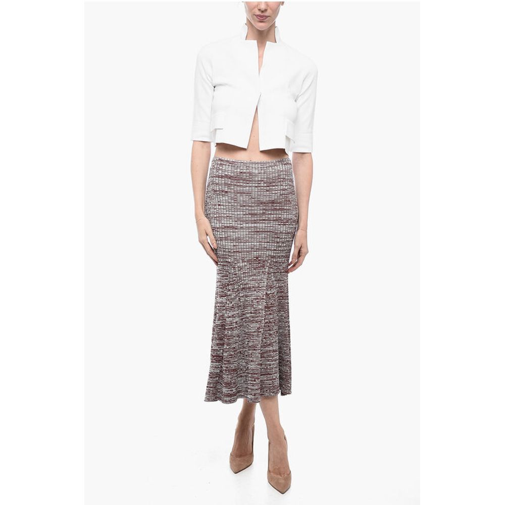 Self-Portrait Ribbed Stretchy Skirt with Flared Hem - Image 4