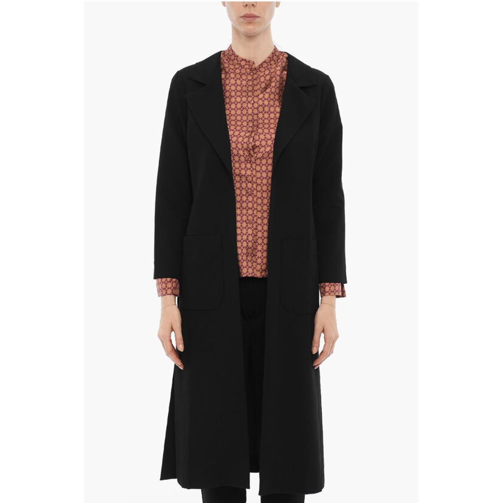 Solid Color Long Blazer with Patch Pockets