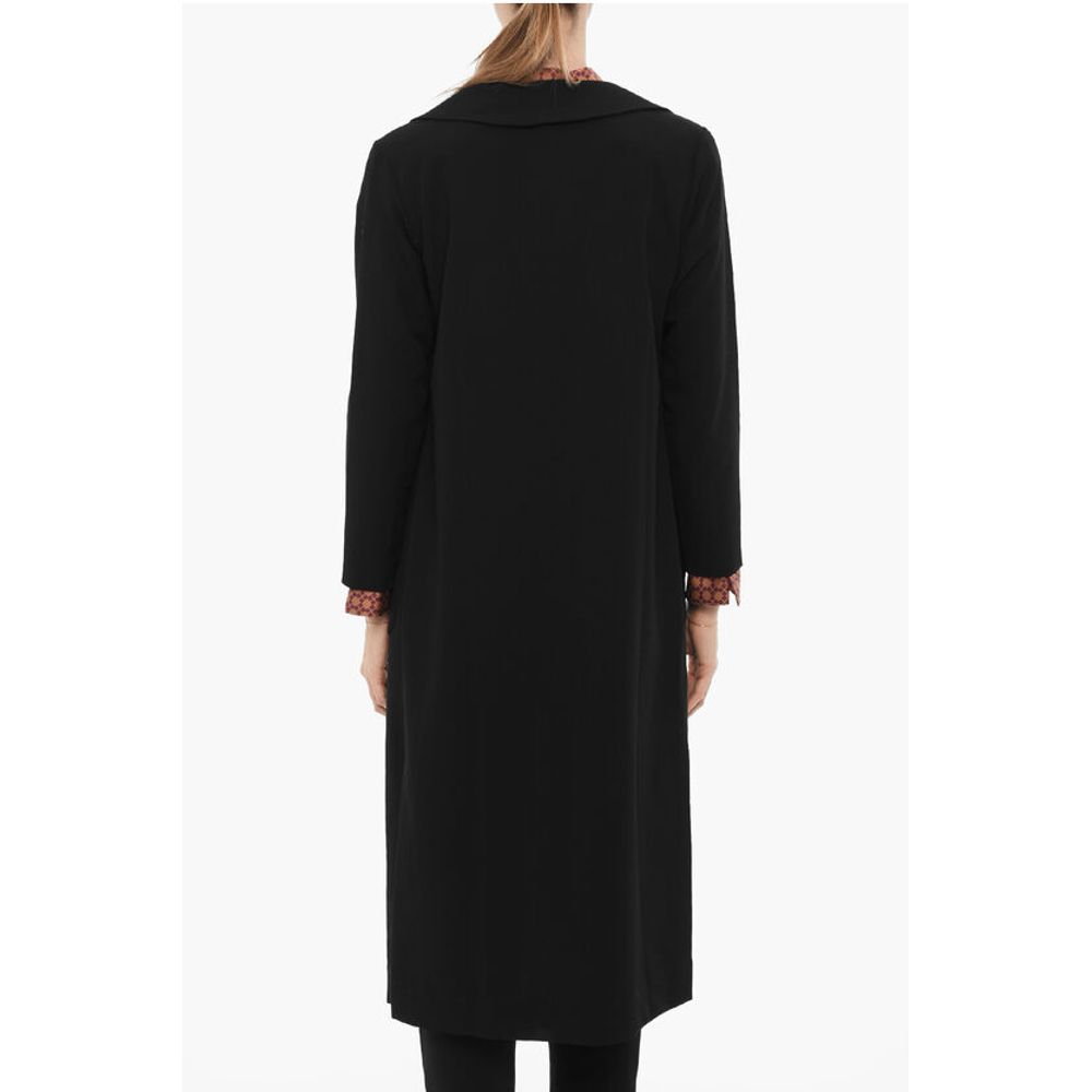 Solid Color Long Blazer with Patch Pockets - Image 2