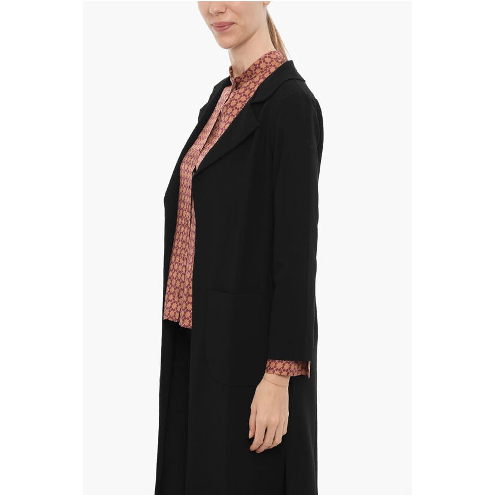 Solid Color Long Blazer with Patch Pockets - Image 3