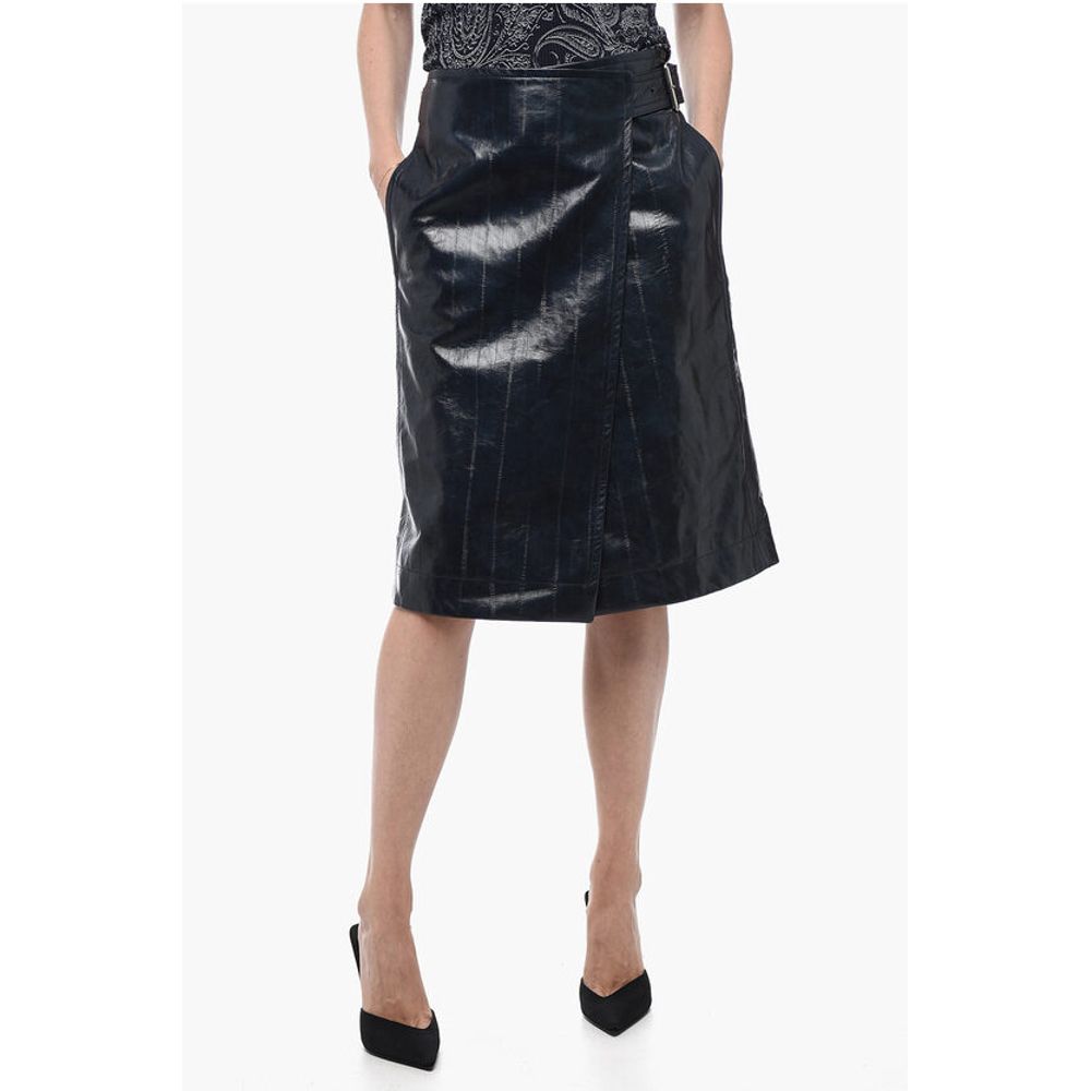 Bottega Veneta Belted Leather A-Line Skirt