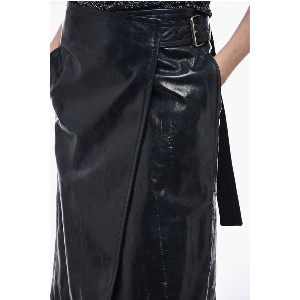 Bottega Veneta Belted Leather A-Line Skirt - Image 3