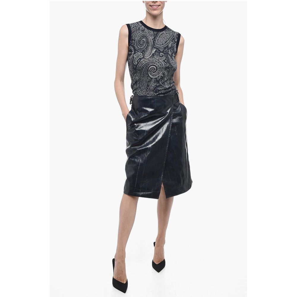 Bottega Veneta Belted Leather A-Line Skirt - Image 4