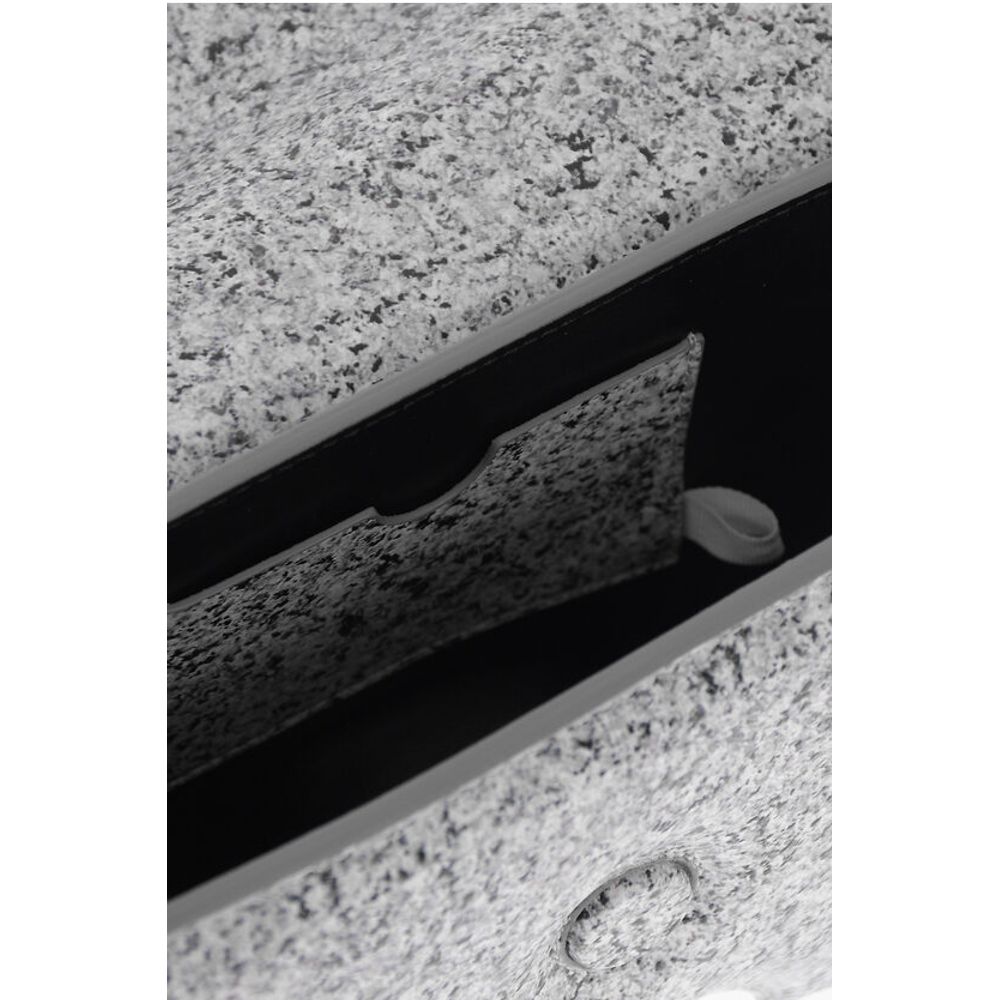 Off-White Marble Effect Leather BURROW Crossbody Bag with Cut-Out Deta - Image 4