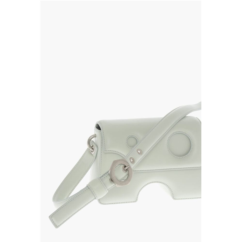 Off-White Leather BURROW Crossbody Bag with Cut-Out Details - Image 3