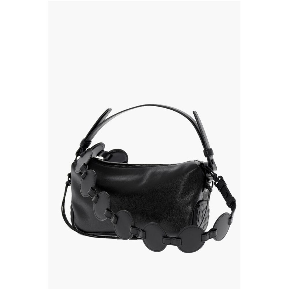 Off-White Solid Color Leather BIKER TIRE Bag with Removable Shoulder S - Image 3