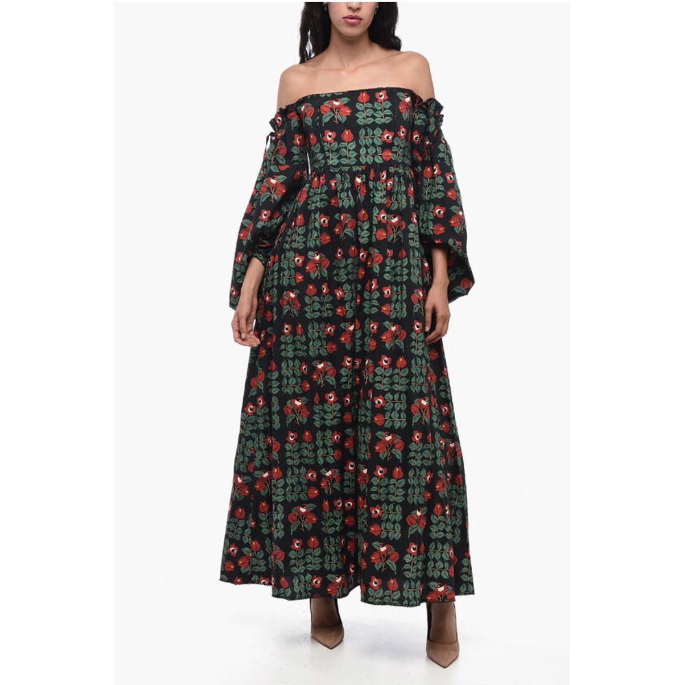 Agua by Agua Bendita Pleated ALHELI Dress with Floral Pattern