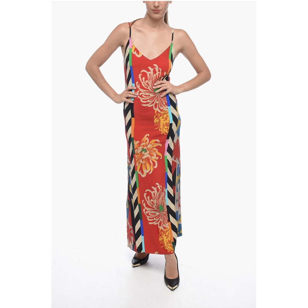 Pierre-Louis Mascia Satin Slip Dress with Floral Pattern
