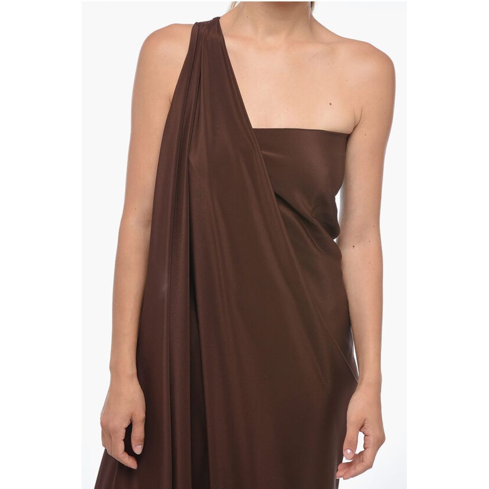 Stephan Janson One-Shoulder DEA Silk Dress with Draped Design - Image 3