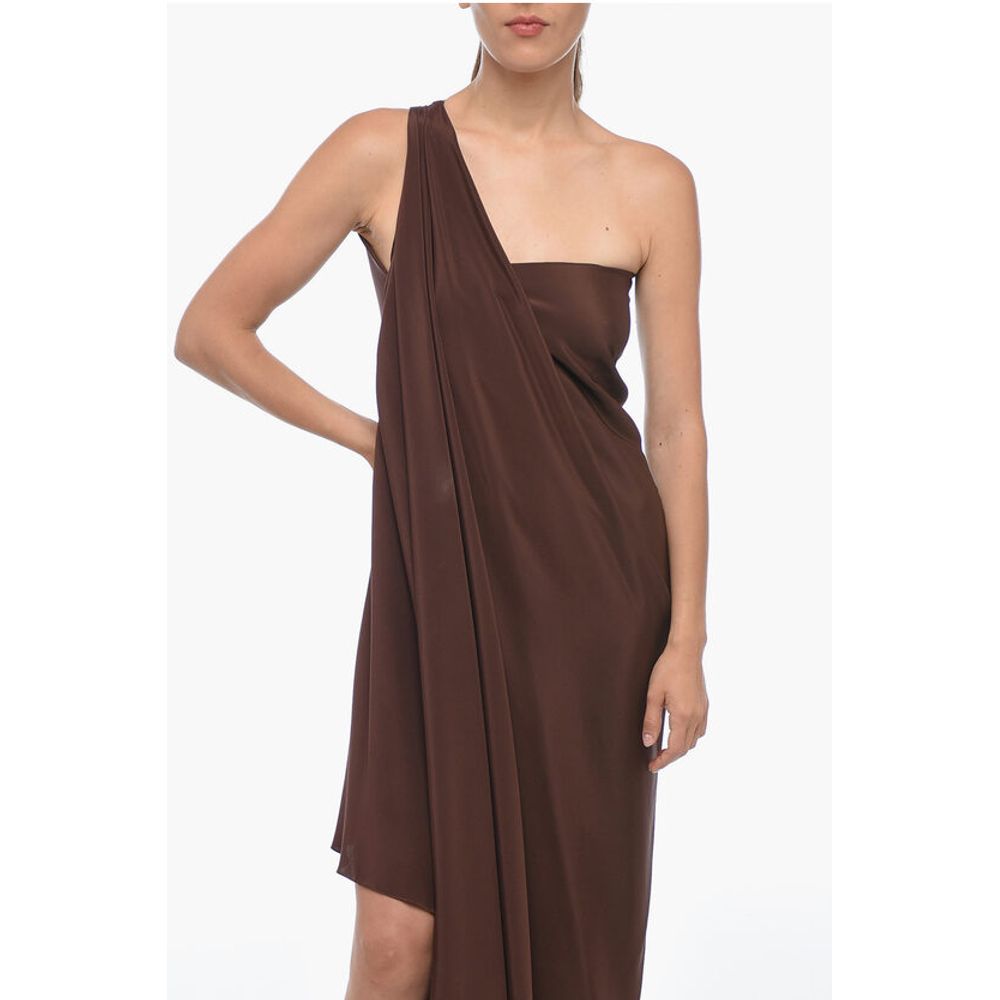 Stephan Janson One-Shoulder DEA Silk Dress with Draped Design - Image 4