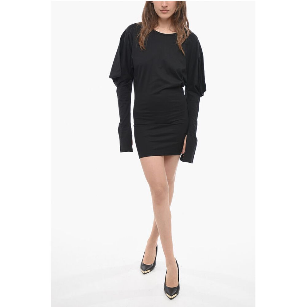 Setchu Solid Color Tee Dress with Asymmetrical Sleeve