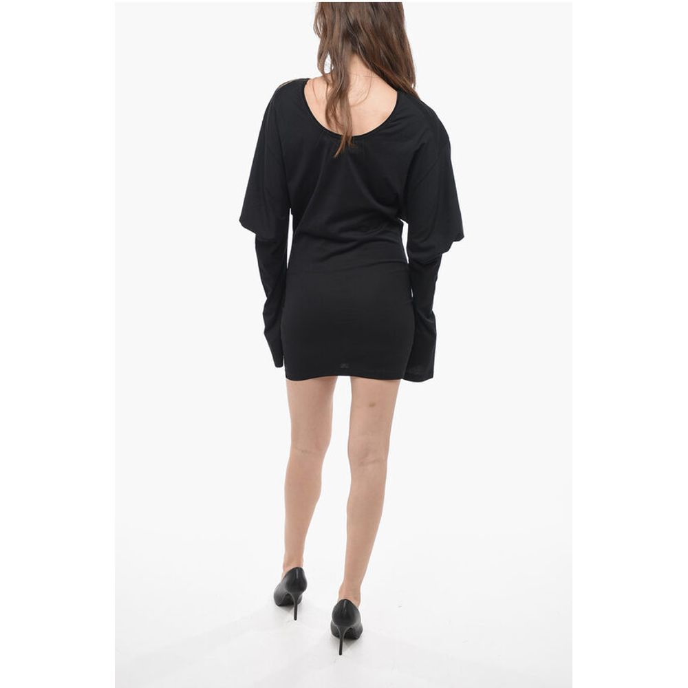 Setchu Solid Color Tee Dress with Asymmetrical Sleeve - Image 2